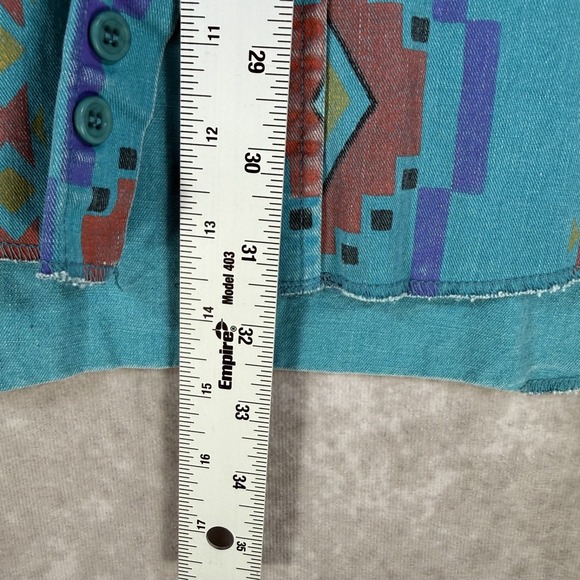 Wrangler Brushpopper Shirt 16 36 Blue Aztec Southwest Checotah Cowboy Rodeo VTG - Picture 7 of 8